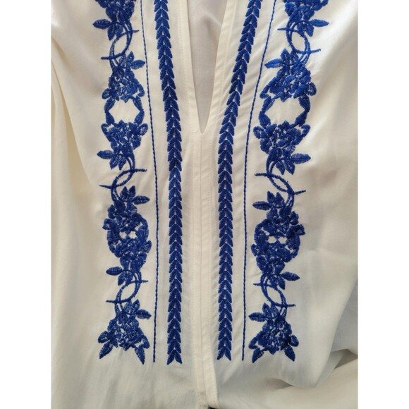 Lovestitch Boho Embroidered Front Tie Blouse Top - Picture 9 of 14